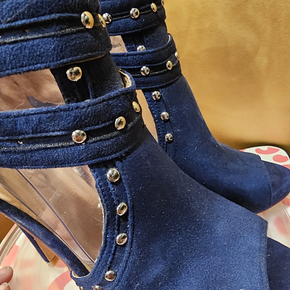 K XYD Peep Toe Ankle Bootie High Heels Buckled Double Straps Cutout Shoes - Picture 10 of 13